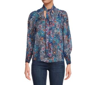 ANNA KAY & CO. Tie Neck Floral Top
